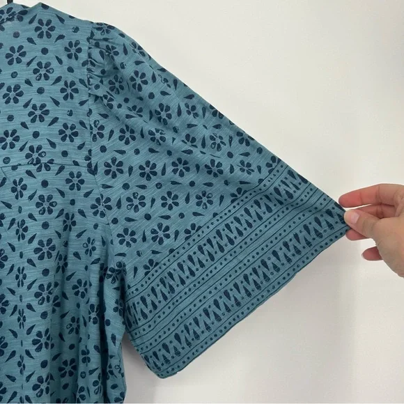 Wonderly Teal Floral Blouse - Picture 6 of 8